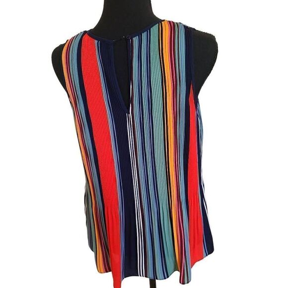Dalia Womens Multi-Color Striped Sleeveless Lightweight Top Medium - Picture 2 of 11
